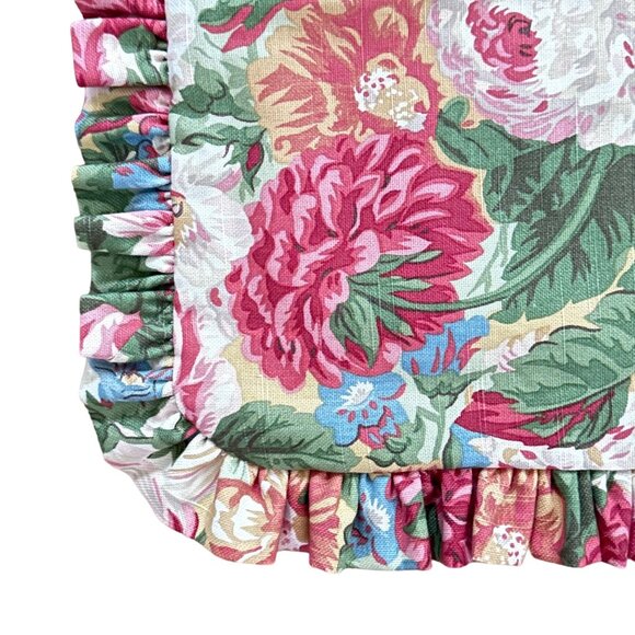 Side Eye Bird Handmade Ruffled Tote Bag Vintage 1980s Pink Multi Floral Fabric - Picture 5 of 8